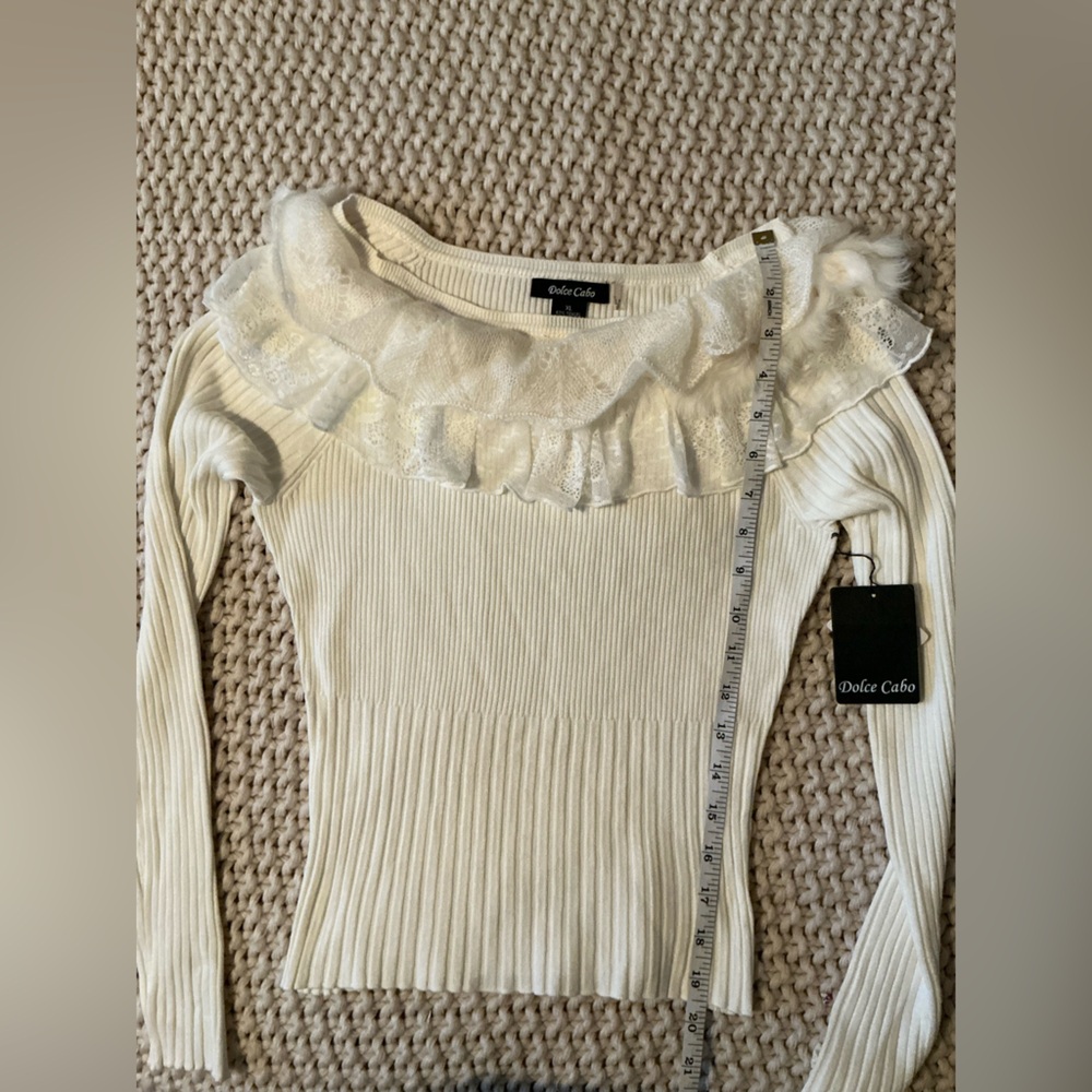 Dolce Cabo Off-Shoulder Cream Sweater